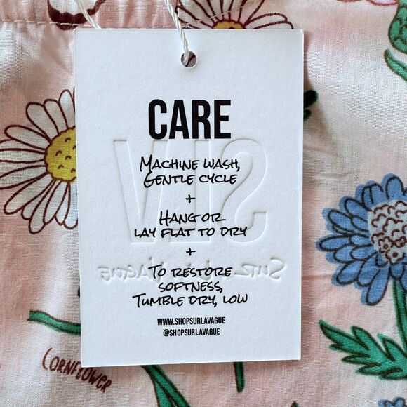 NWT Sur La Vague Women's Ruffle Sleeve Top in Pink Botanical Floral Print OS - Picture 7 of 10